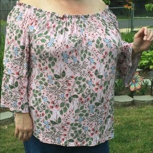 Off Shoulder Pink Floral Plus XXL